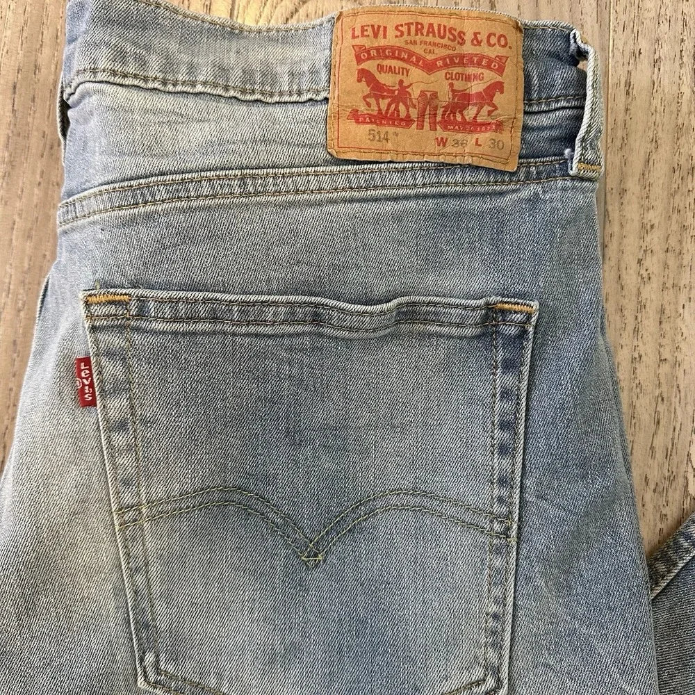 Levis 514 Mens Jeans 36X30 Blue Straight Cotton‎ Medium Wash Denim Inseam 26